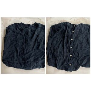 TAHARI Boxy Linen Blouse Button Back S-L